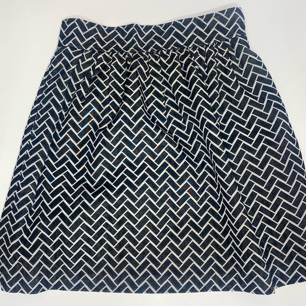 Tibi Women's A-Line Mini Skirt with Pockets – White & Black Woven Pattern Size 2